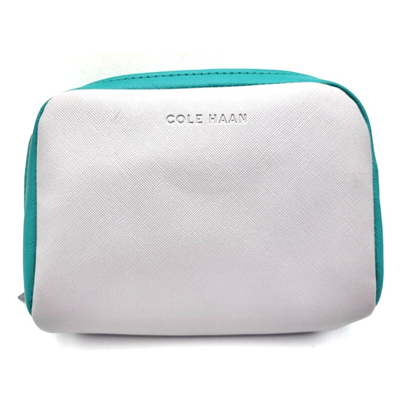 COLE HAAN American Airlines First Class Amenities Kit 7x6x3 Silver & Teal NEW - Picture 1 of 6